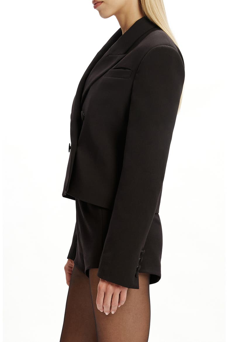 Jezel Double Breasted Crop Blazer, Alternate, color, BLACK