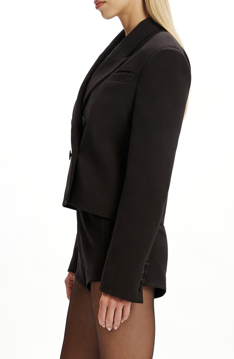 Bardot Jezel Double Breasted Crop Blazer, Alternate, color, Black