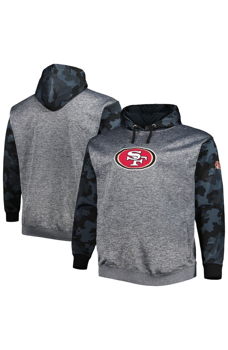 FANATICS Men's Fanatics Branded Heather Charcoal San Francisco 49ers Big & Tall Camo Pullover Hoodie, Main, color, 