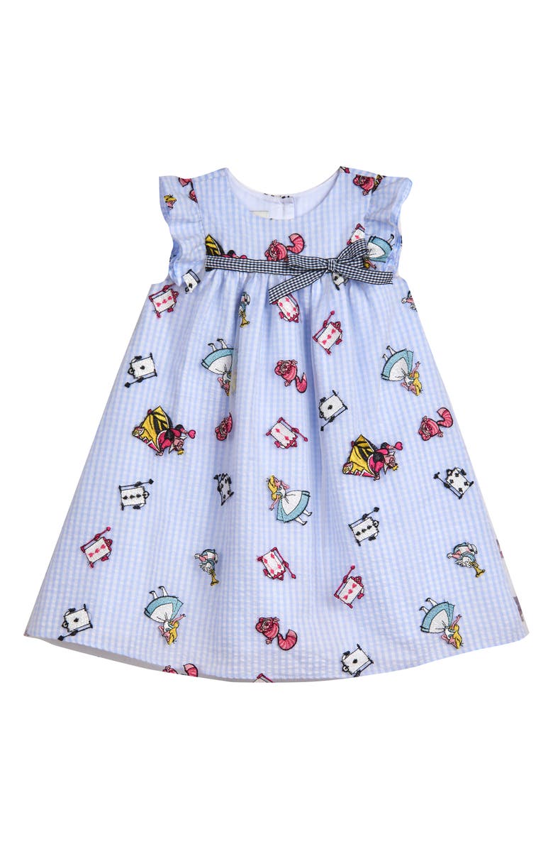 Pippa & Julie x Disney Alice Appliqué Seersucker Dress, Main, color,
