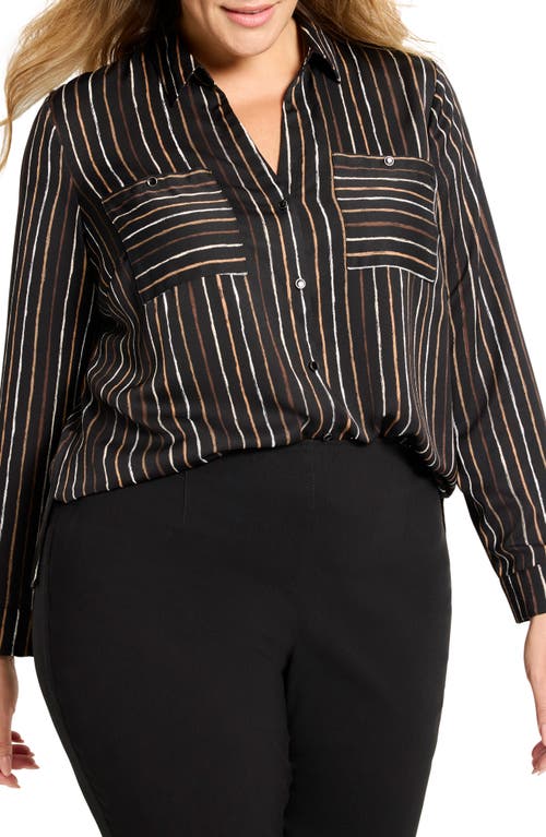 Nic + Zoe Nic+zoe Painted Stripe Button-up Shirt In Multi