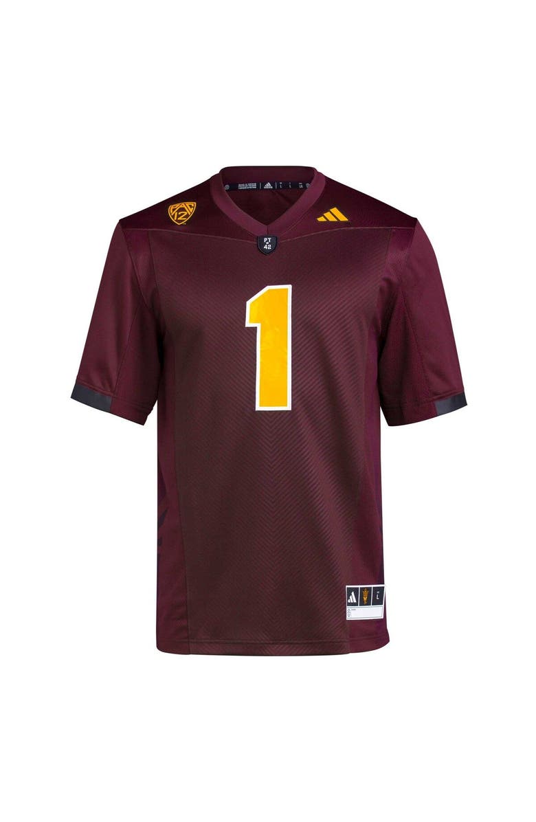 adidas Men's adidas #1 Maroon Arizona State Sun Devils Premier Football Jersey, Alternate, color, Maroon