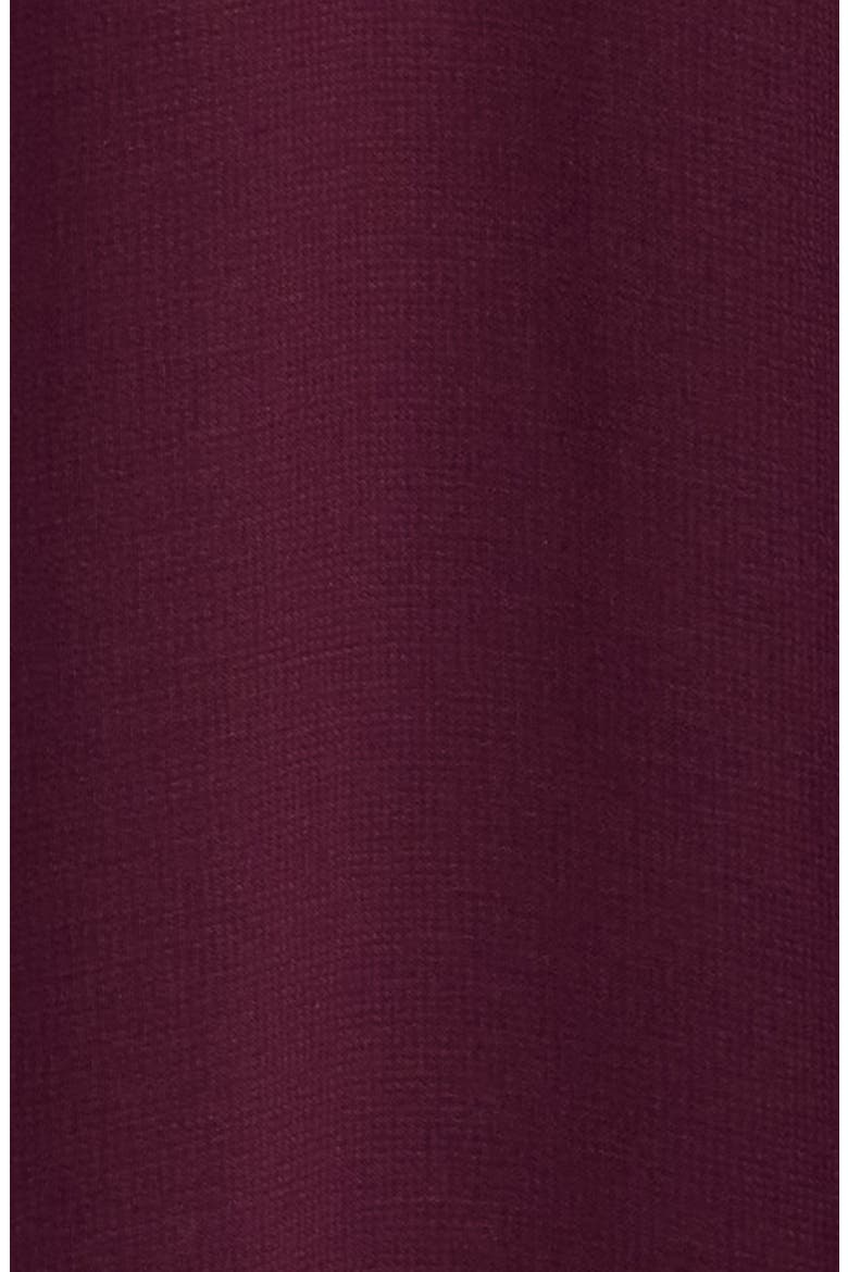 Feather Detail Long Sleeve Ruched Gown, Alternate, color, BURGUNDY