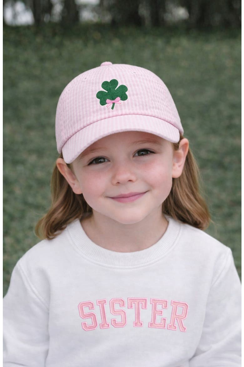 Shamrock Bow Baseball Hat, Alternate, color, Pink