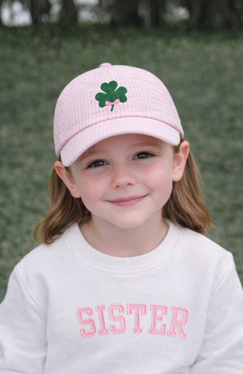 Bits & Bows Shamrock Bow Baseball Hat, Alternate, color, Pink