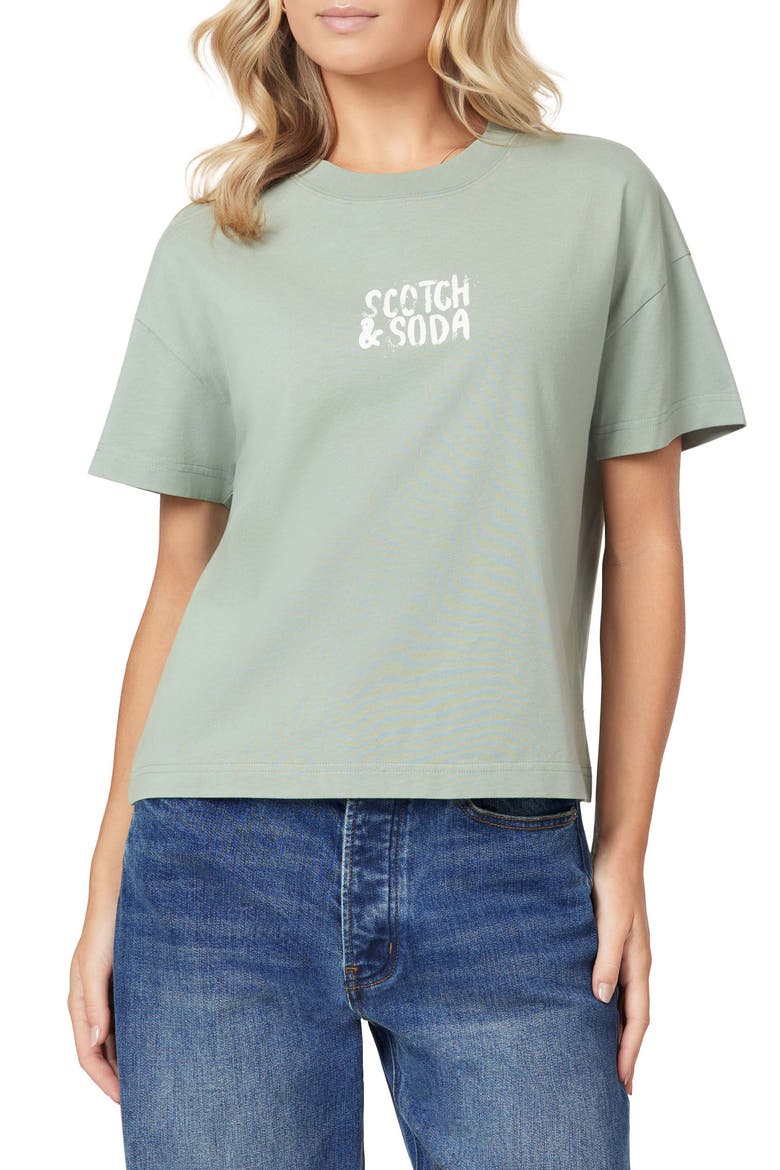 Dyed Boxy Crop Graphic T-Shirt, Main, color, ICEBERG GREEN