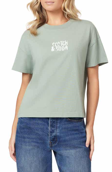 Scotch & Soda Dyed Boxy Crop Graphic T-Shirt