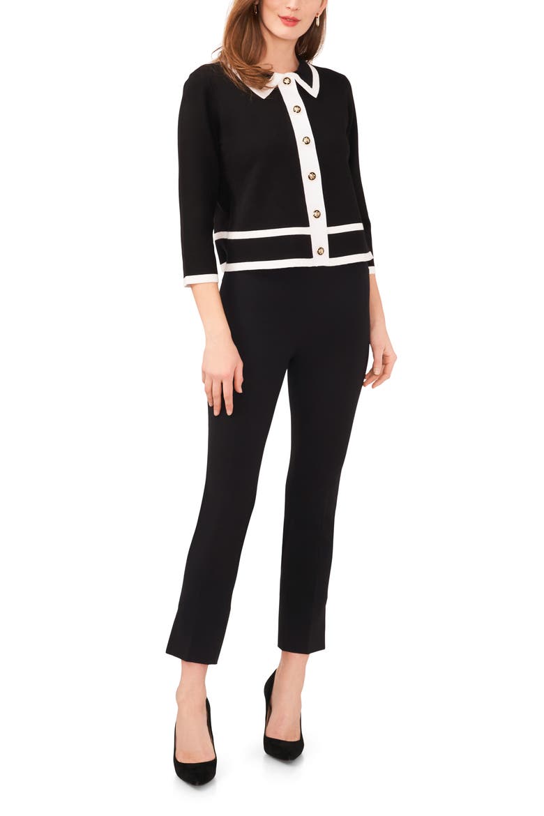Golden Button Sweater Jacket, Alternate, color, RICH BLACK