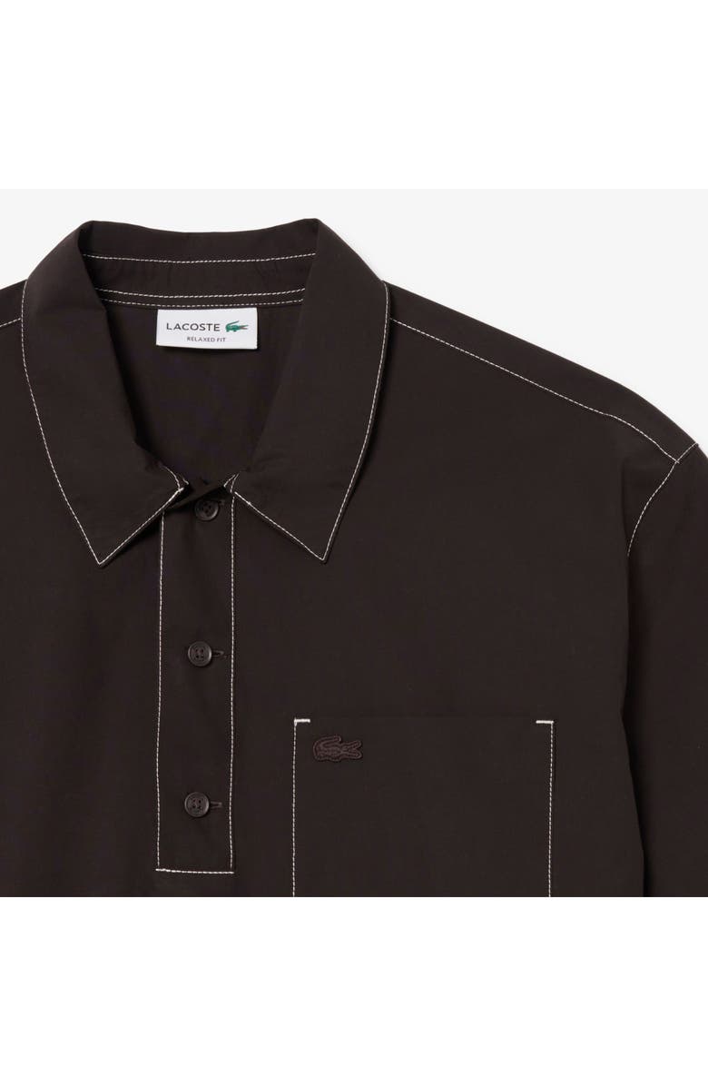 Lacoste Topstitch Detail Woven Cotton Shirt, Alternate, color, Buffalo