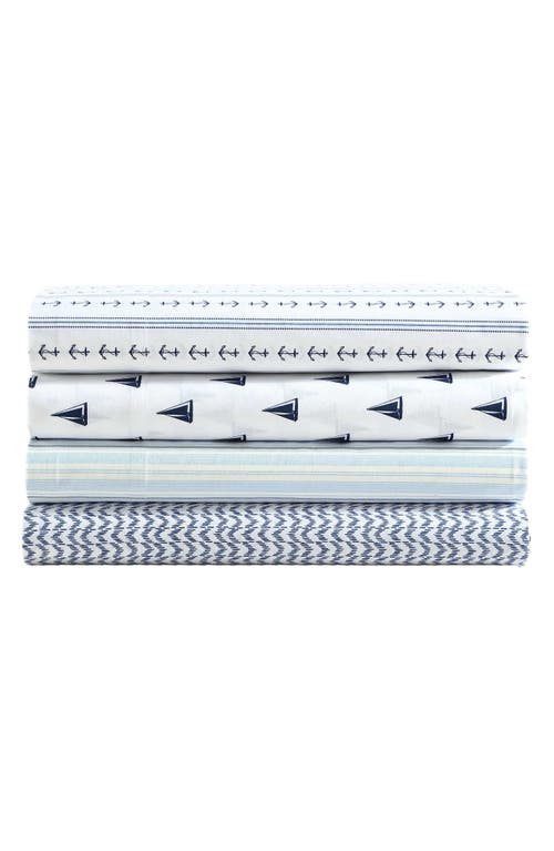 Nautica Windtale Boat Print 200 Thread Count Cotton Percale Sheet Set