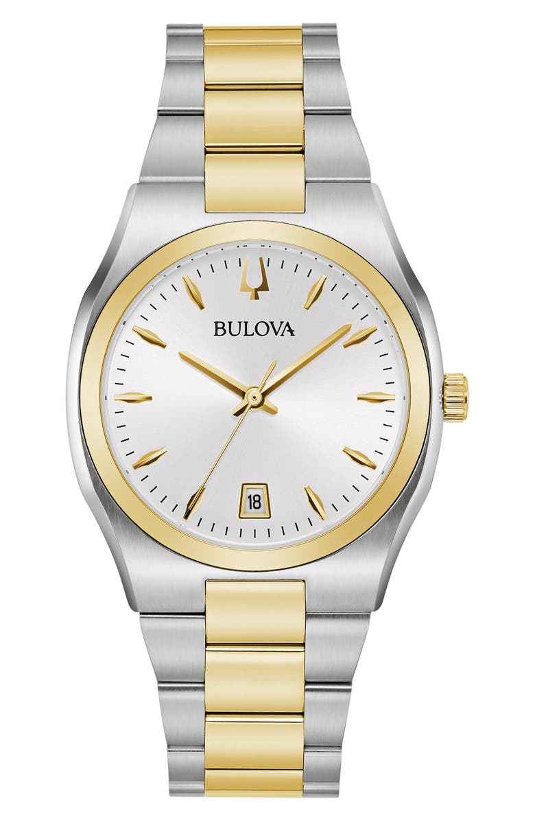 BULOVA Two Tone Quartz Bracelet Watch, 34mm, Main, color, 