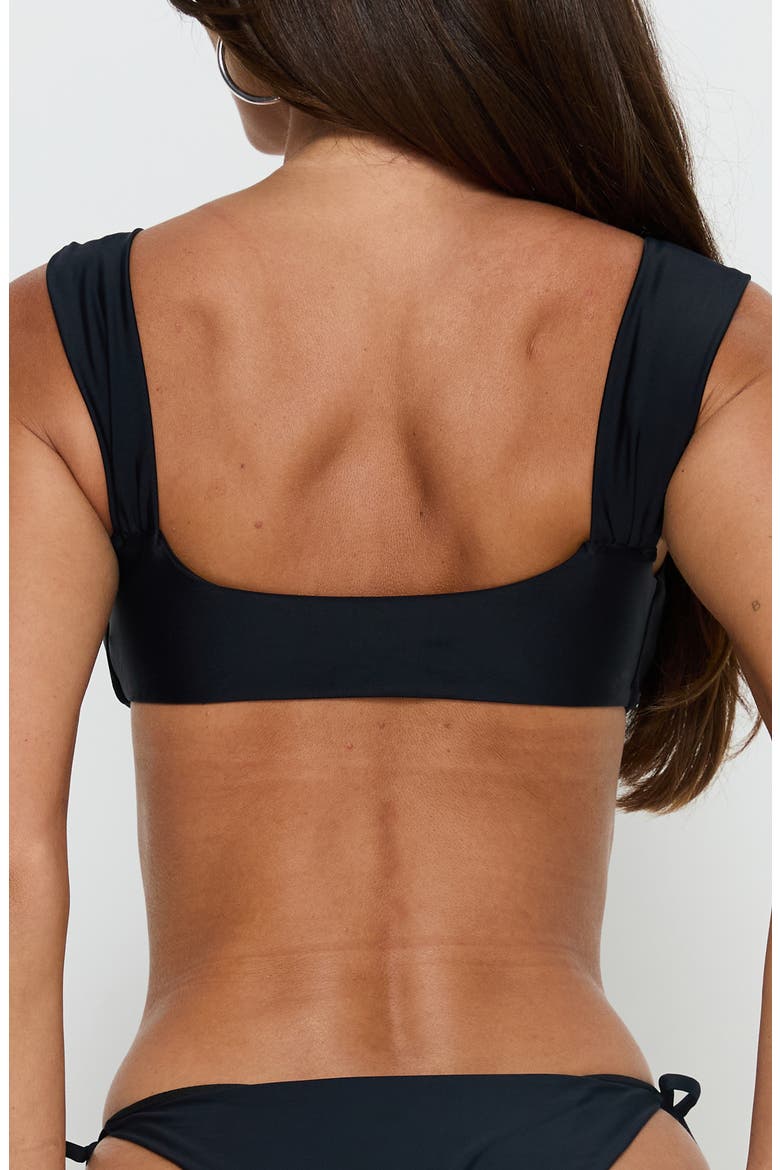 Freefall Tie Front Bikini Top, Alternate, color, BLACK
