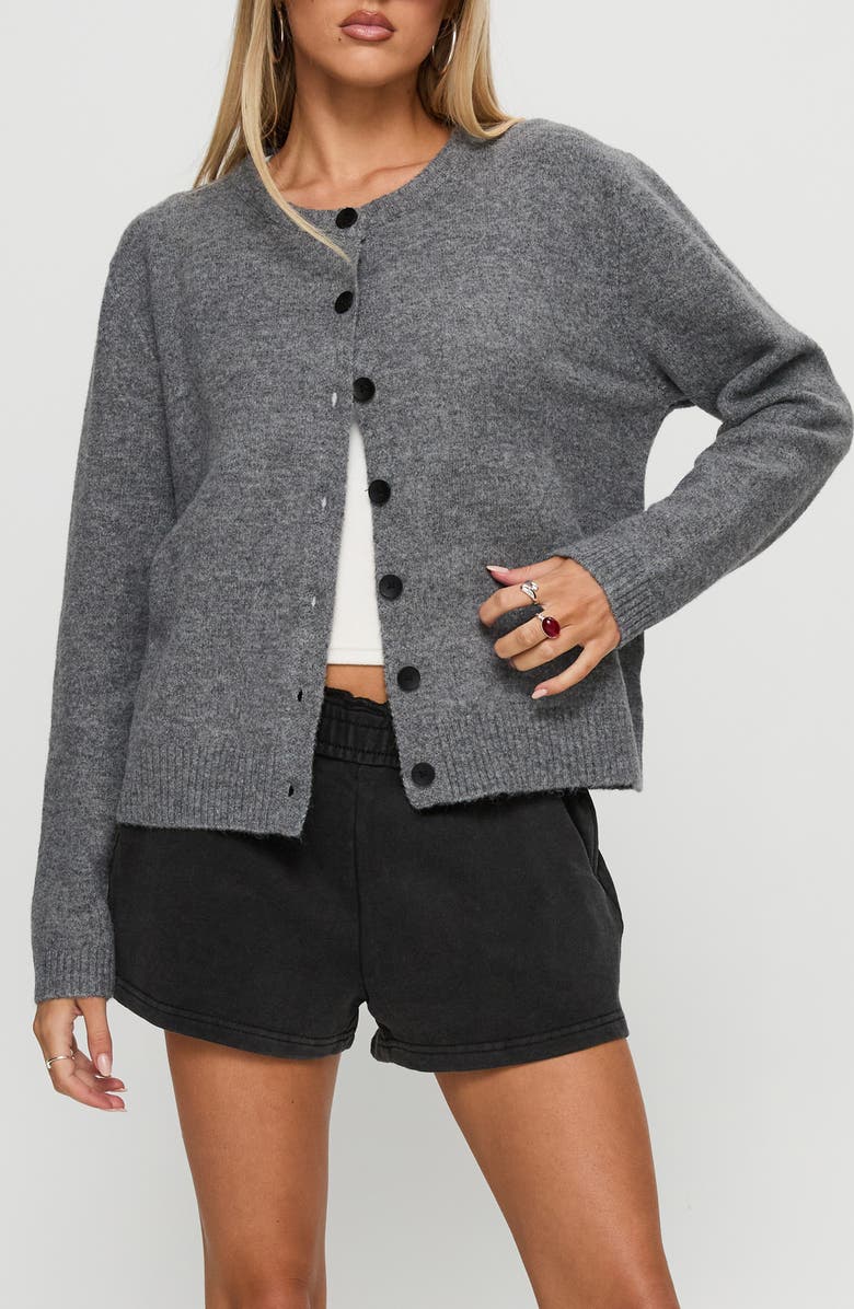 Princess Polly Better Than Fiction Cardigan, Main, color, Grey