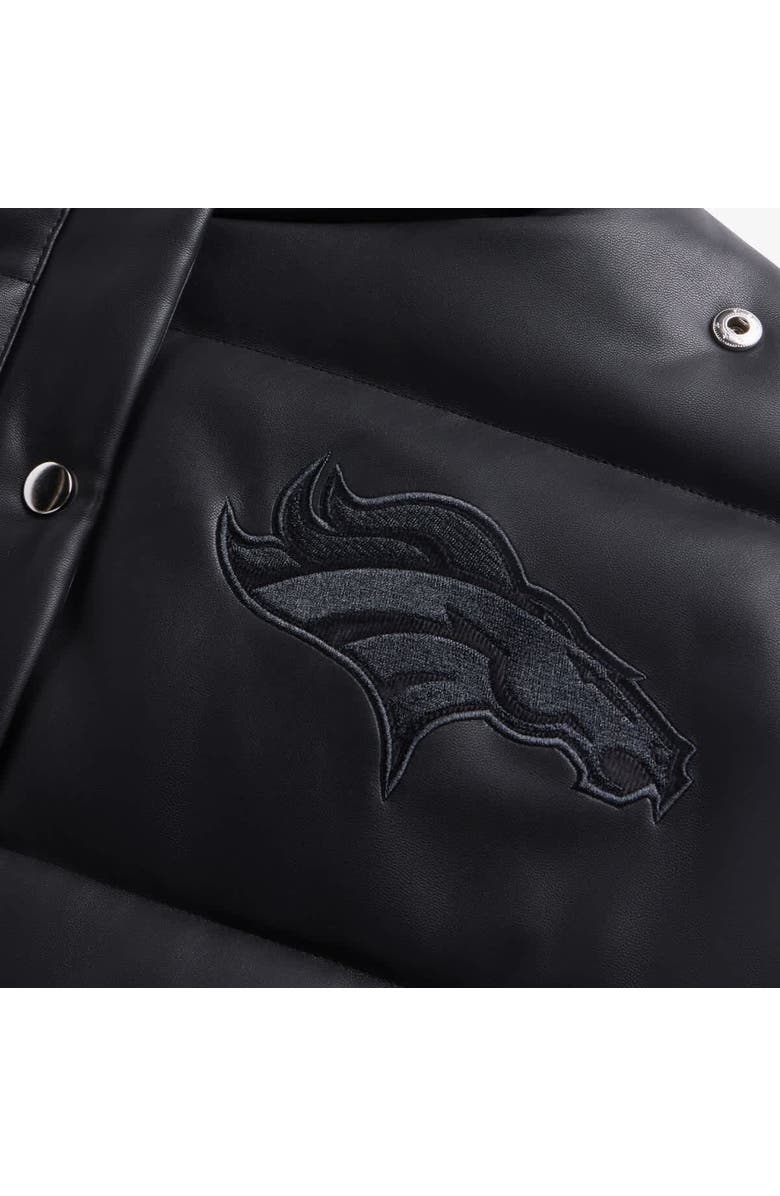 Off Season Women's  Black Denver Broncos Faux Leather Puffer Jacket, Alternate, color, Black