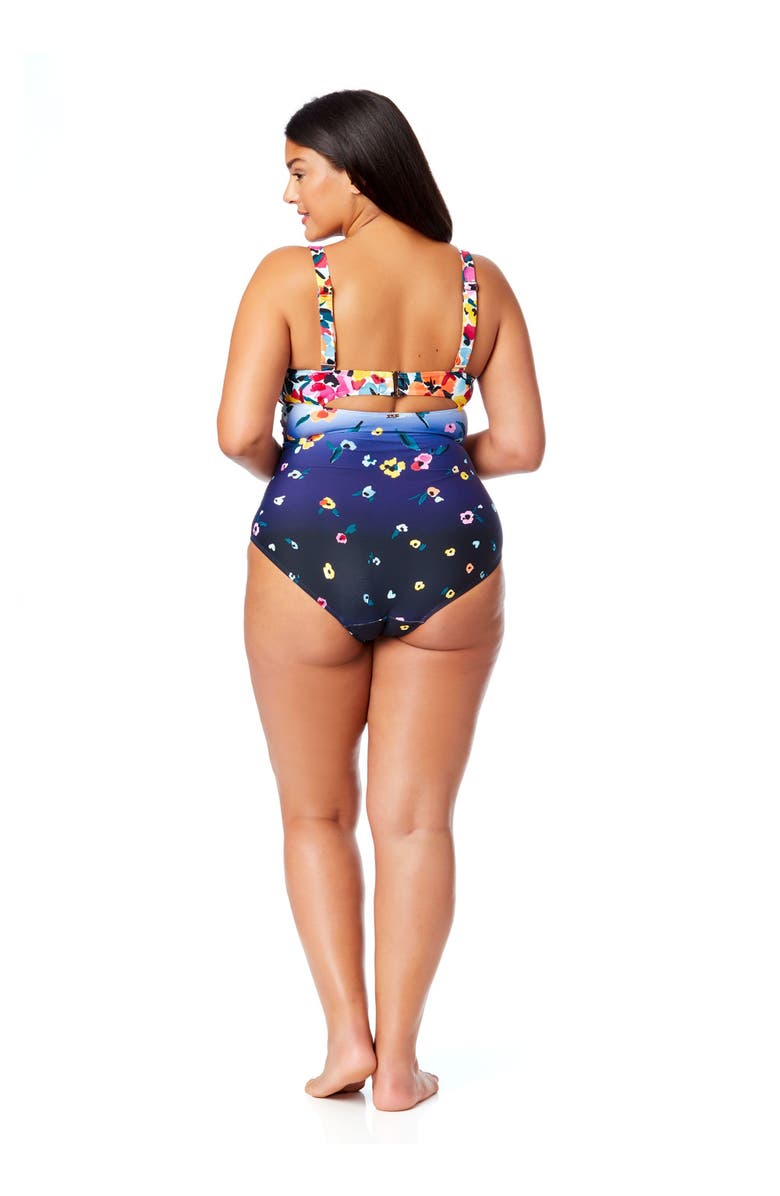 Anne Cole Plus Women's Plus Gradient Floral Underwire Surplice One Piece Swimsuit, Alternate, color, Gradient Floral