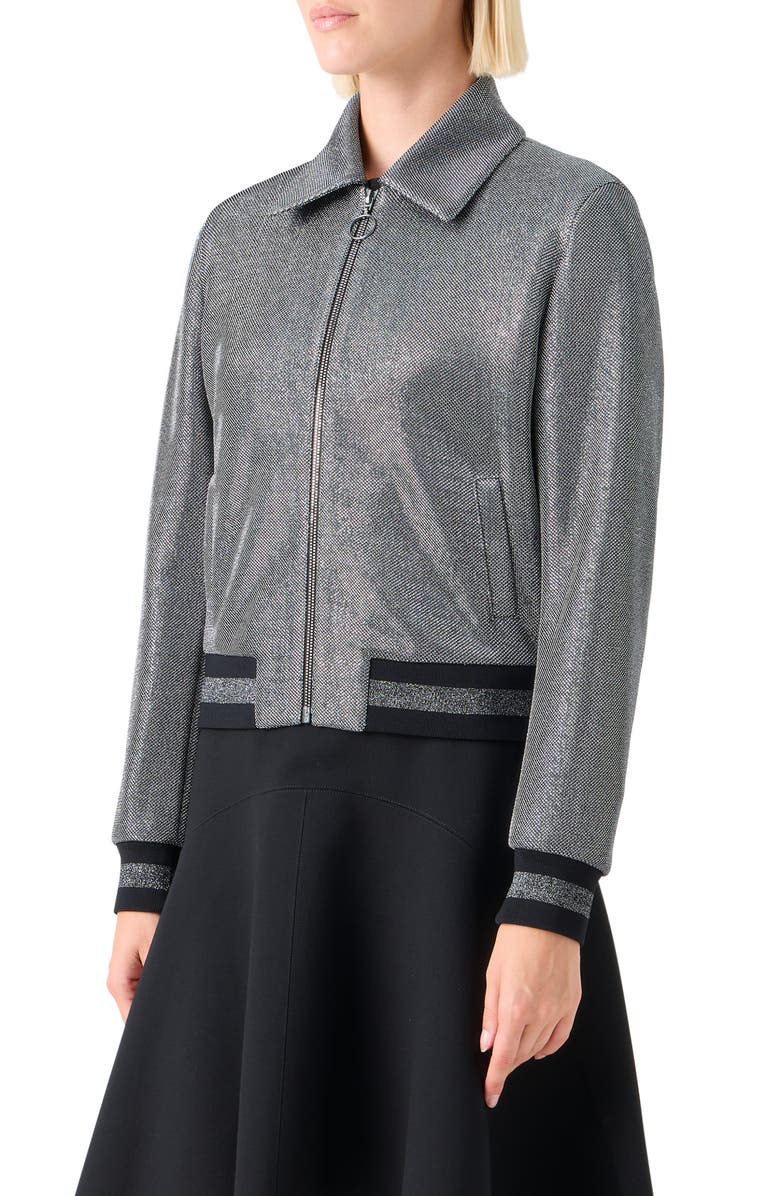 Akris punto Crystal Embellished Bomber Jacket, Alternate, color, Brushed Steel