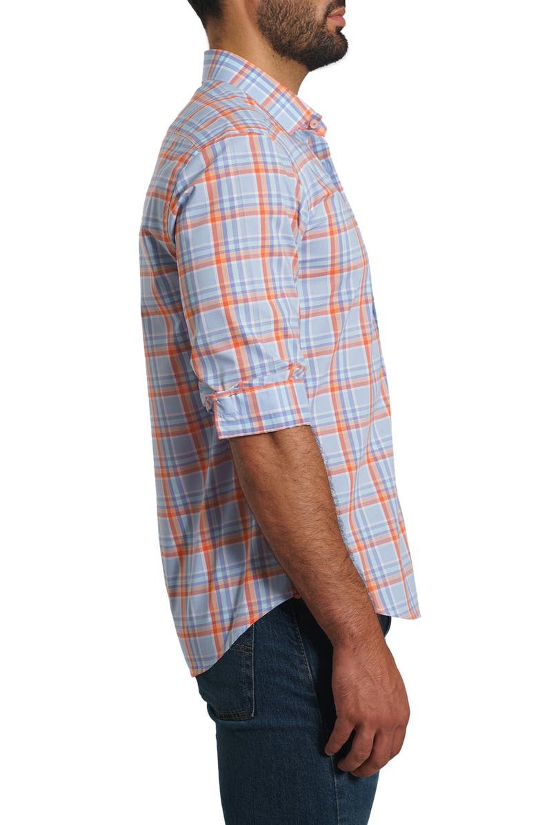 Jared Lang Trim Fit Plaid Button-Up Shirt, Alternate, color, Blue Plaid