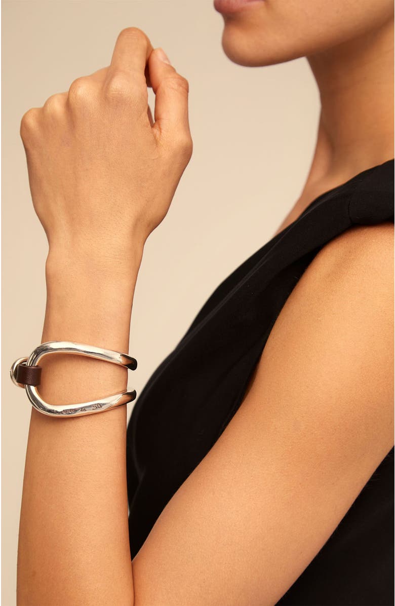 UNODE50 Leather Loop Bracelet, Alternate, color, Silver