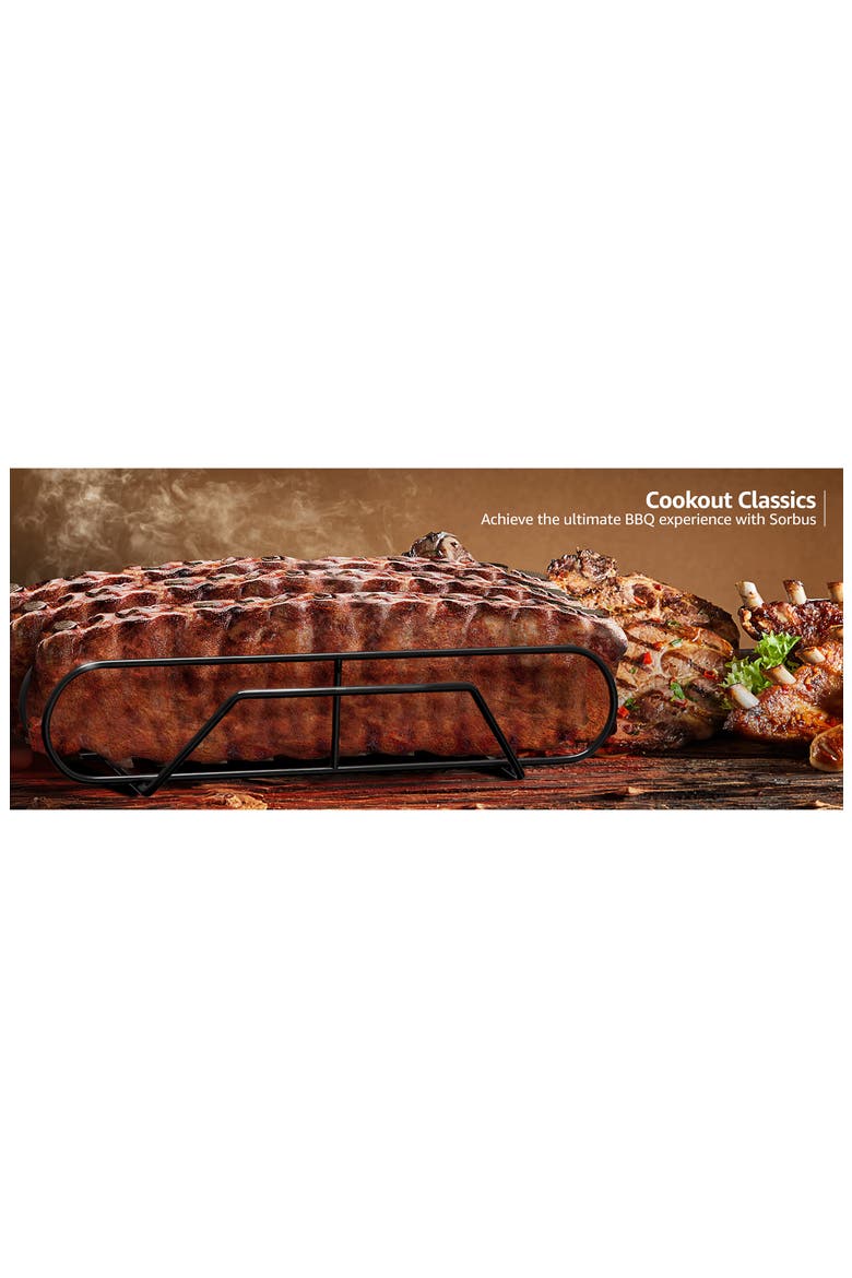 Nonstick XL Rib Rack, Alternate, color, BLACK