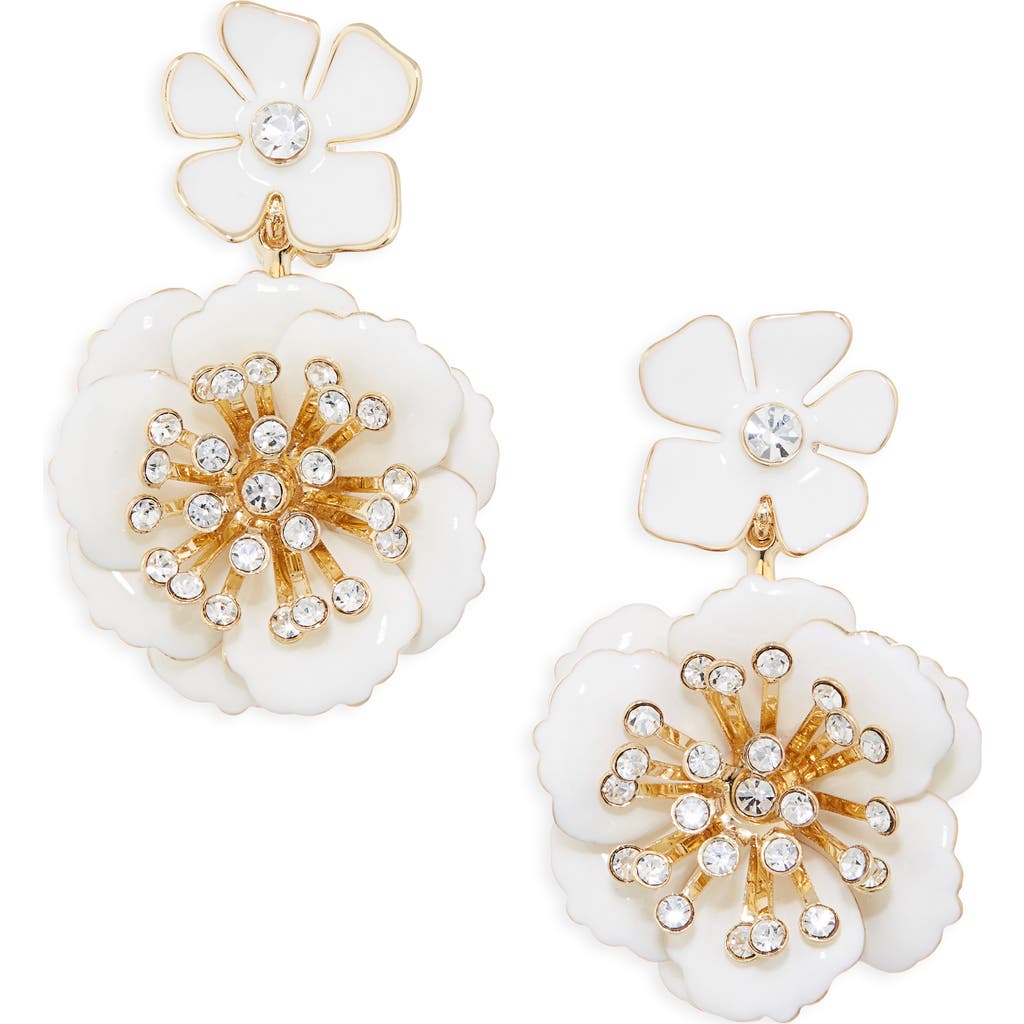 Carolina Herrera Floral Dangle Drop Earrings In White