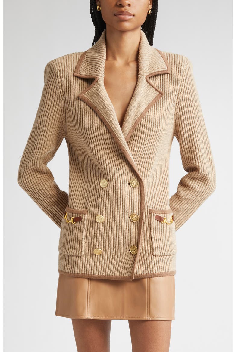 Ranch Double Breasted Knit Blazer, Main, color, NATURAL/ BROWN