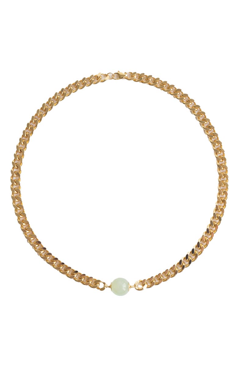 seree Charlotte Green jade gold chain necklace, Main, color, Gold