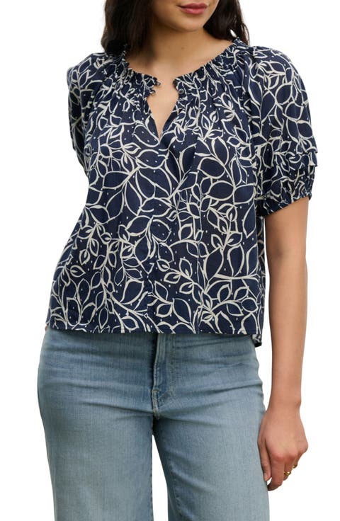 Thera Printed Off the Shoulder Cotton Voile Top