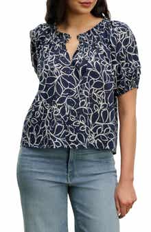 Thera Printed Off the Shoulder Cotton Voile Top
