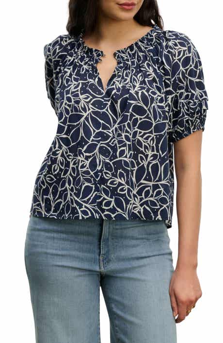 Thera Printed Off the Shoulder Cotton Voile Top
