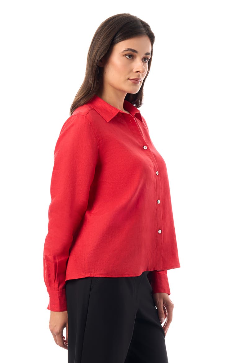 Long Sleeve Linen Shirt, Alternate, color, Poppy