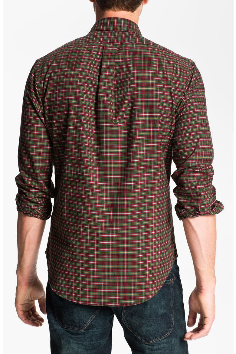 Custom Fit Plaid Sport Shirt, Alternate, color, BURGUNDY/ GREEN