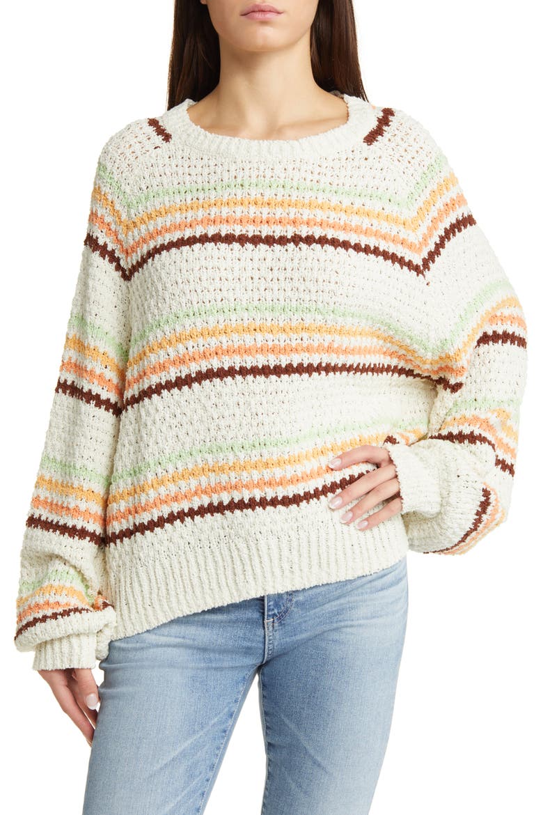 Holiday Tropics Stripe Sweater, Main, color, CREAM