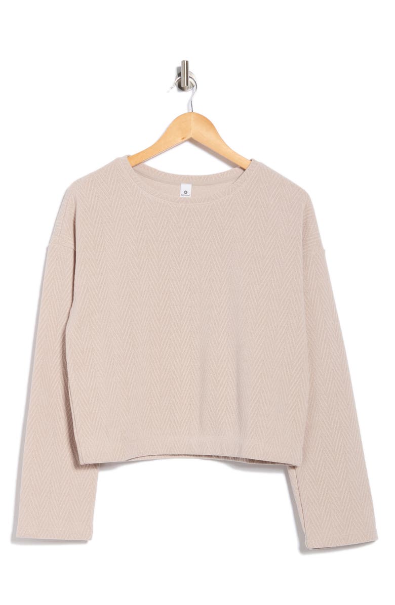 90 DEGREE BY REFLEX Herringbone Crop Pullover Sweatshirt, Alternate, color, Shadow Rock