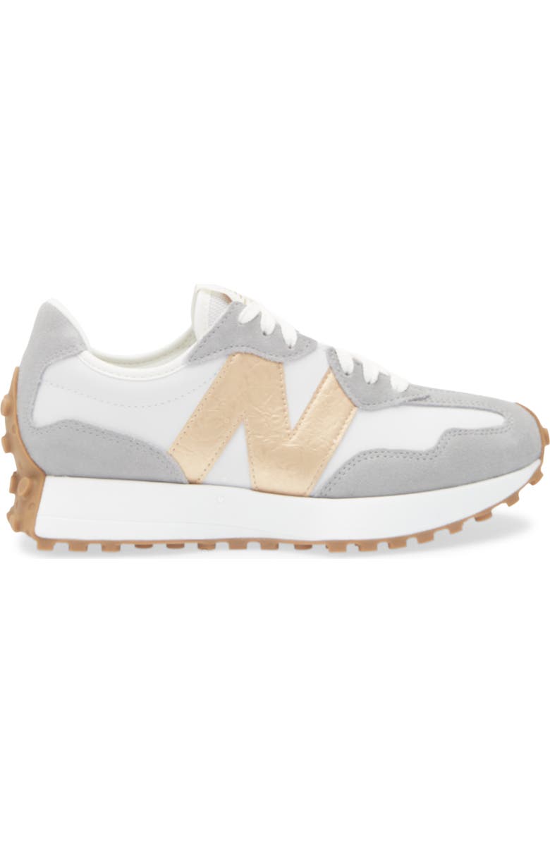 New Balance 327 Sneaker, Alternate, color, Grey Matter/ Gold Metallic