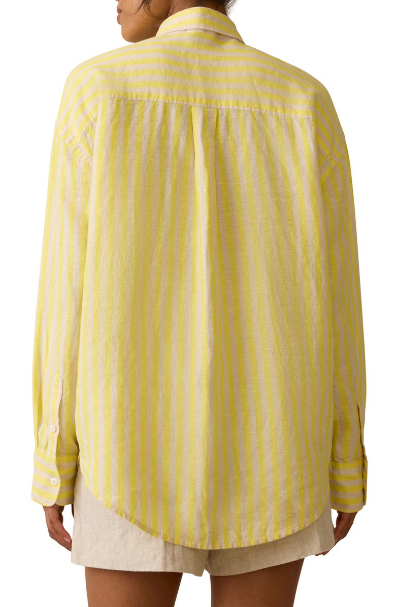 Faherty Laguna Stripe Linen Button-Up Shirt, Alternate, color, Golden Kiwi Lucy Stripe