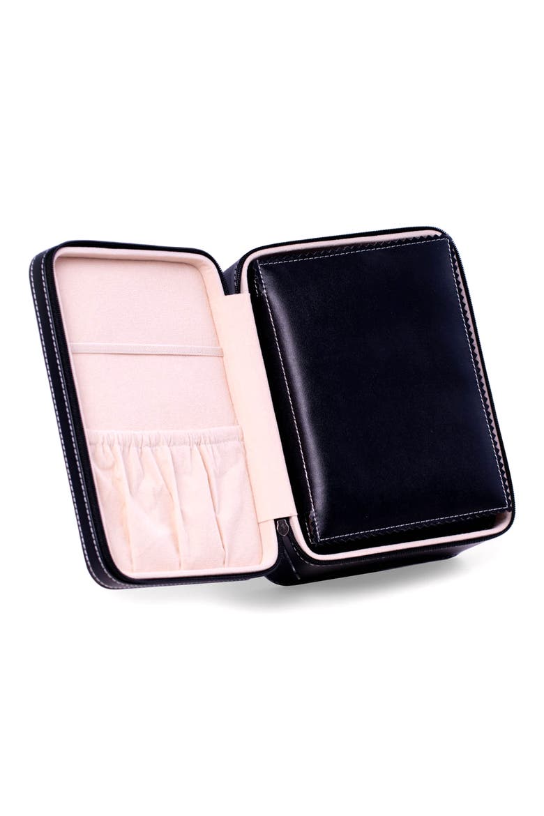 Drake Leather Watch & Accessory Case, Alternate, color, BLACK