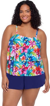 Trimshaper Roxy Double-Tiered Control Plus Size Swim Romper