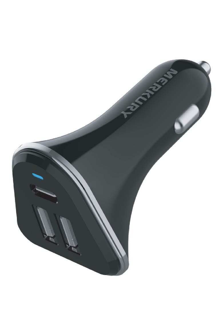 3 Port USB Car Charger, Main, color, BLACK