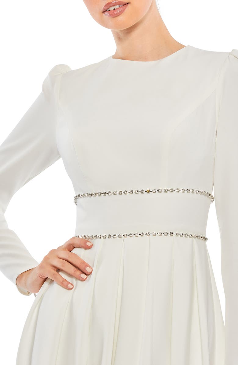 Mac Duggal Empire Waist Long Sleeve Pleated Gown, Alternate, color, 