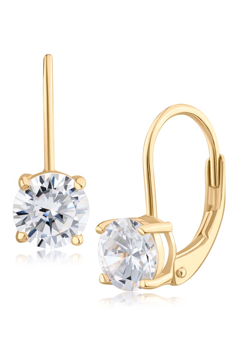 Round Cubic Zirconia Drop Earrings (Nordstrom Exclusive), Main, color, CLEAR/ GOLD