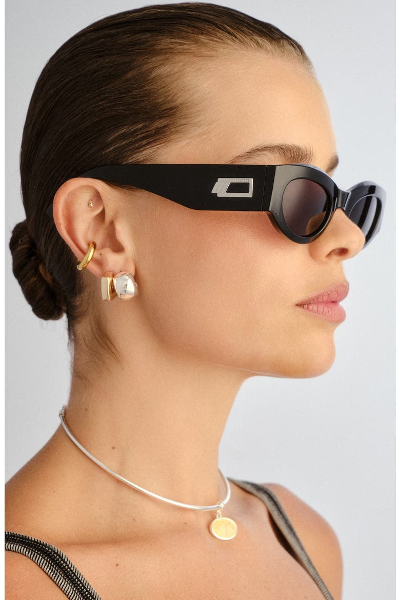 Body Bumpin' II 50mm Oval Sunglasses, Alternate, color, BLACK