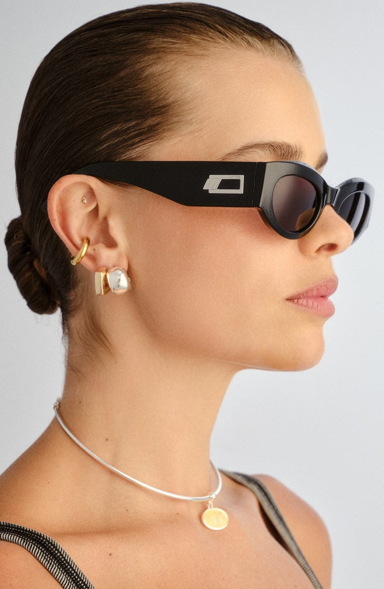 Le Specs Body Bumpin' II 50mm Oval Sunglasses, Alternate, color, Black