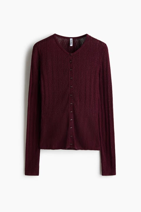 Pointelle-knit Cardigan