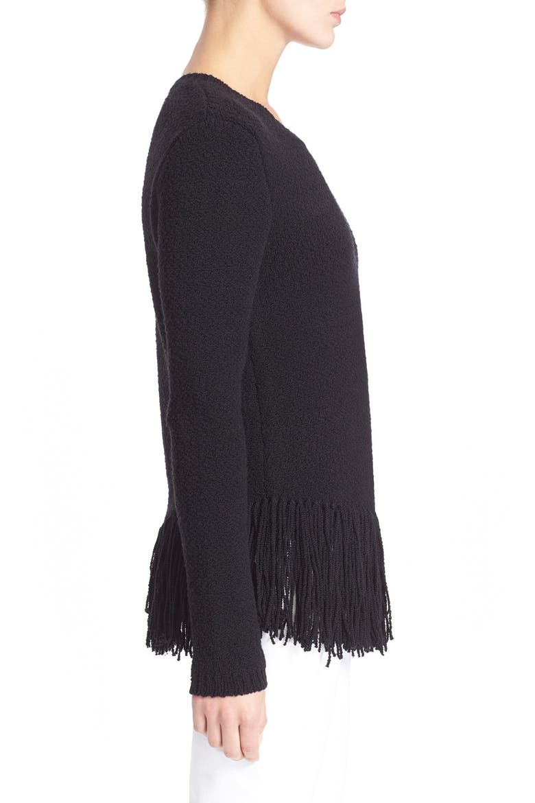 'Hudina R' Fringe Merino Sweater, Alternate, color, BLACK