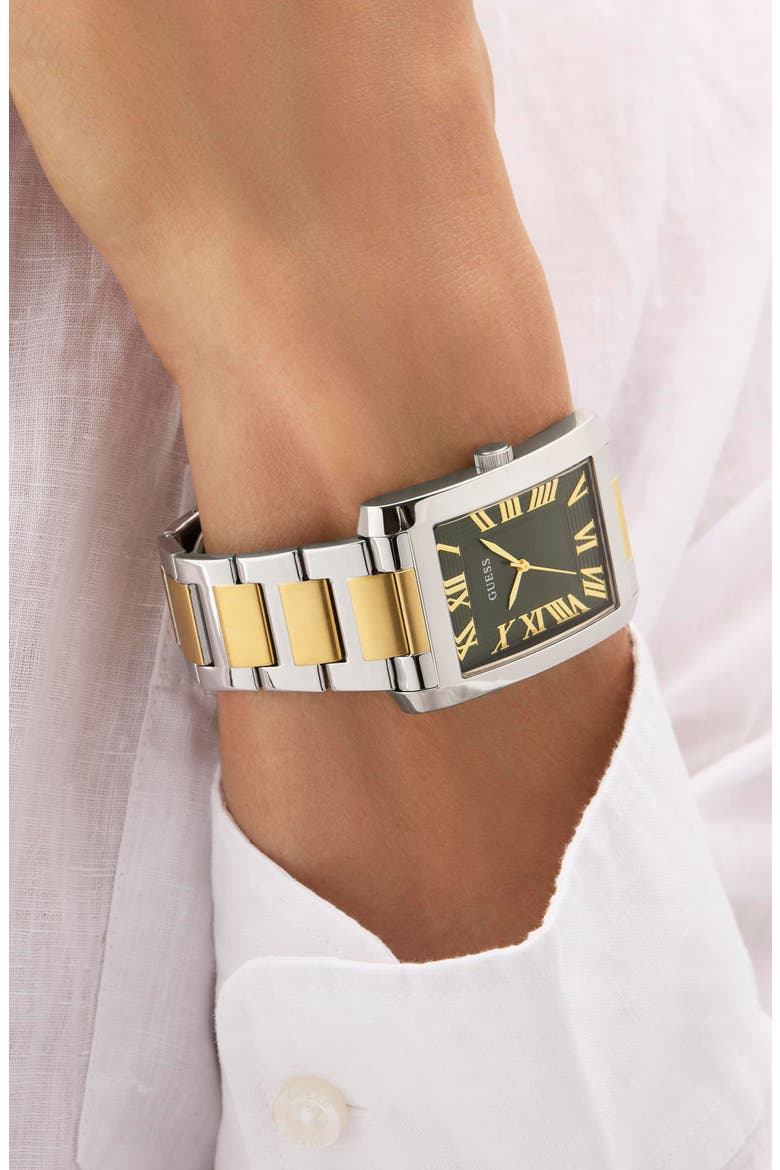 Clyde Two-Tone Bracelet Tank Watch, 34mm, Alternate, color, GOLD