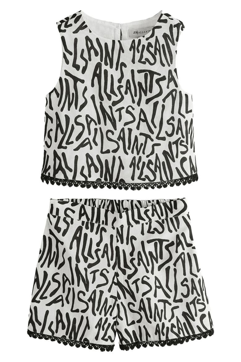 Kids' Logo Shorts Set, Main, color, WHITE