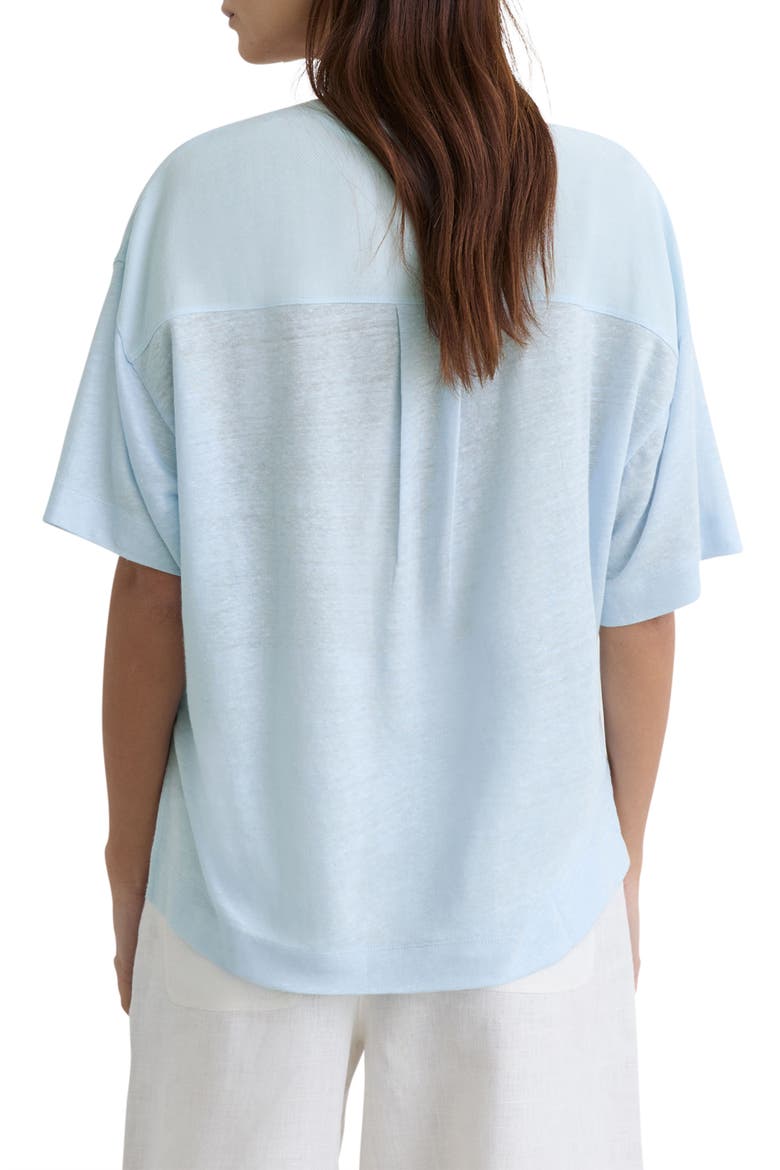 Linen V-Neck Tee, Alternate, color, BLUE