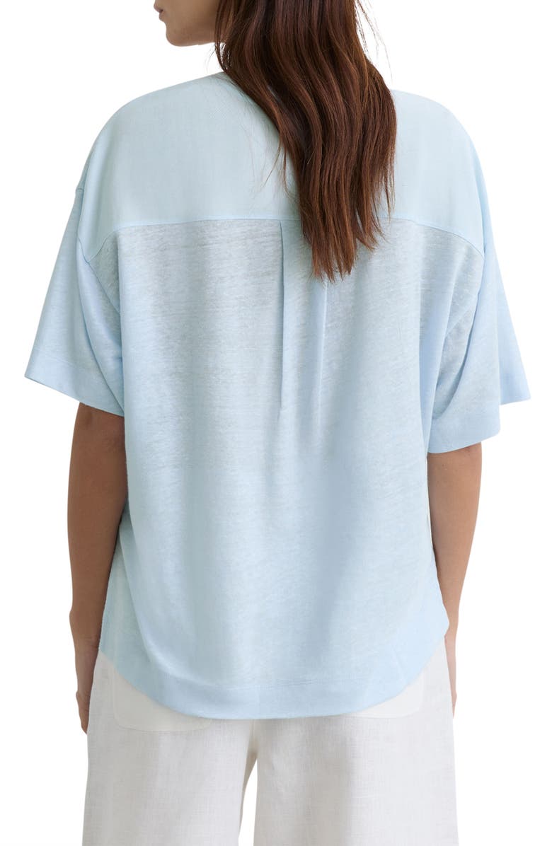 Reiss Linen V-Neck Tee, Alternate, color, Blue