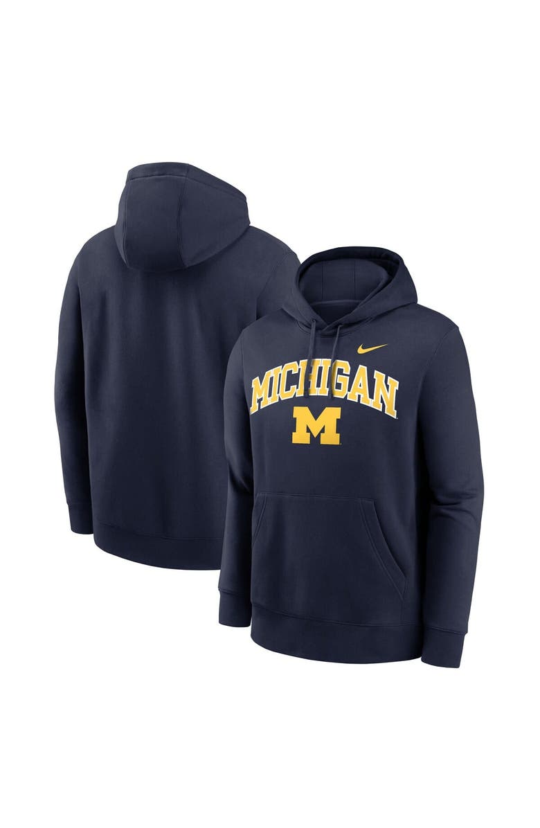 Nike Men's Nike Navy Michigan Wolverines Club Fleece Arch Pullover Hoodie, Main, color, Navy