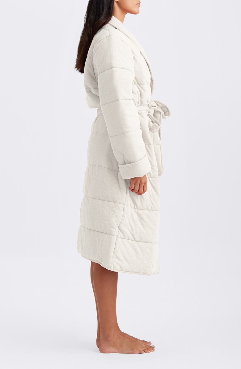 Papinelle Cuddle Puffa Quilted Cotton Midi Robe, Alternate, color, Ecru